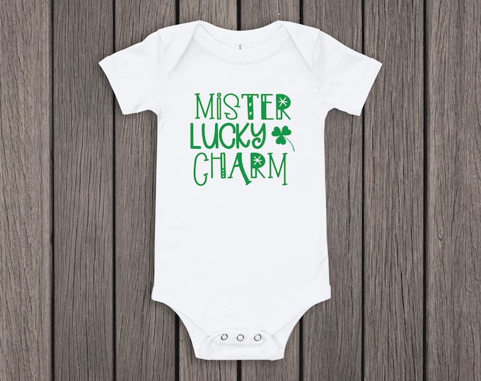 Mister Lucky Charm Bodysuit, St. Patricks Day outfit, Mama's Lucky Charm, First St. Patty's Day, Lucky Baby