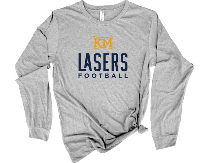 Adult Kettle Moraine Football Long Sleeve Tee, KM Lasers Football Shirt