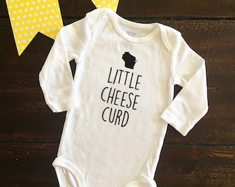 Little Cheese Curd Baby Bodysuit, Wisconsin baby One Piece, Wisconsin born, Wisconsinite Baby Gift, Little Cheesehead