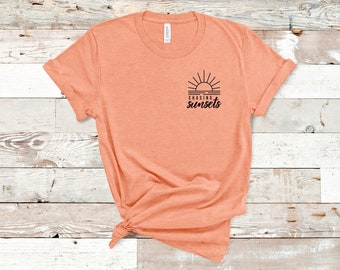 Chasing Sunsets Graphic Tee, Sunset Chaser Shirt, Summer Tee, Beach Girl, Sunset Lover