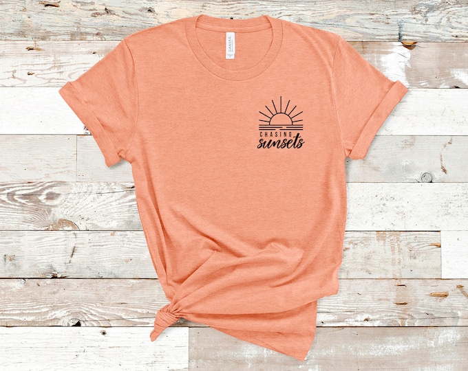 Chasing Sunsets Graphic Tee, Sunset Chaser Shirt, Summer Tee, Beach Girl, Sunset Lover
