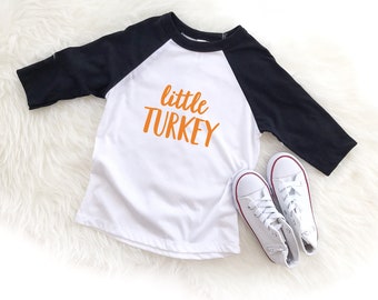 Little Turkey Raglan Tee, Thanksgiving Toddler Shirt, Turkey Tee, Fall Shirt