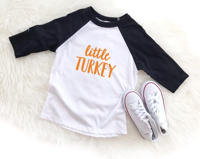 Little Turkey Raglan Tee, Thanksgiving Toddler Shirt, Turkey Tee, Fall Shirt