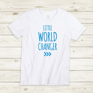 Koszulka Little World Changer, dziecięca koszulka World Changer, zmień świat, bądź zmianą, koszulka z motywem świadomości zespołu Downa