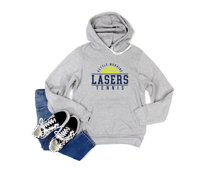 Adult Kettle Moraine Lasers Tennis Hoodie, KM Lasers Tennis Sweatshirt