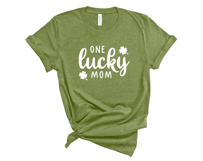 One Lucky Mom Shirt, St. Patrick's Day Shirt, Mom Shamrock Graphic Tee, St. Paddy's Day T-shirt, Lucky Mama, Mother Shirt
