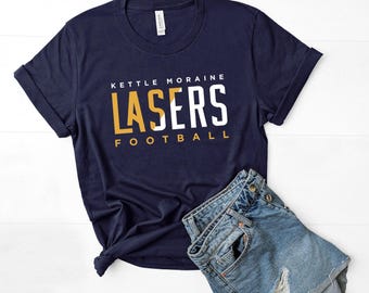 Kettle Moraine Lasers Football Tee, KM Lasers Football Short Sleeve Shirt, Adult & Youth