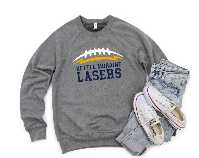 Adult Kettle Moraine Lasers Football Sweatshirt, KM Lasers Football Crewneck Sweatshirt
