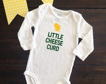 Little Cheese Curd Baby Bodysuit, Wisconsin Baby Gift, Little Cheesehead, Little Packer Fan Gift