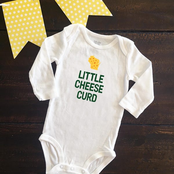 Little Cheese Curd Baby Bodysuit, Wisconsin Baby Gift, Little Cheesehead, Little Packer Fan Gift