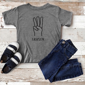 Personalized 3rd Birthday Shirt: Three Fingers Toddler Tee
