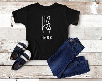 I'm 2 Shirt, Second Birthday Tee, Personalized Birthday T-shirt, I'm This Many, Custom birthday shirt, Name & Age Shirt, Peace Tee