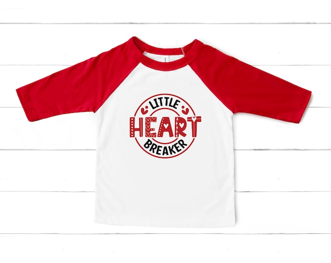 Little Heart Breaker Raglan, Toddler Valentine's Day shirt, Heart Breaker Tee