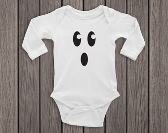 Ghost Face Bodysuit, Halloween baby one piece, Baby Ghost Bodysuit, Personalized Ghost shirt