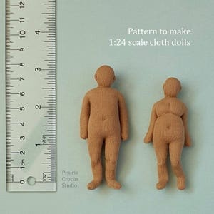 Modello di cucito PDF in scala 1:24 per piccole bambole di stoffa, manichino in miniatura snodabile fai da te di grandi dimensioni, lingua inglese