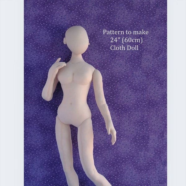 PDF sewing pattern 1:3 scale  24 inch woman cloth doll 60 cm, DIY miniature mannequin, big fashion doll, English language