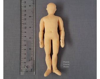 1:12 scale cloth doll 6 inch man 15 cm, posable miniature mannequin, optional face, soft sculpture, handmade