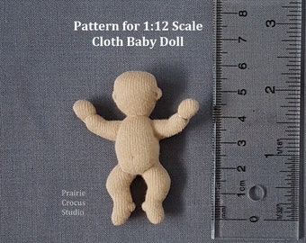 Modello di cucito PDF scala 1:12 bambola di stoffa da 2,25 pollici 6 cm, manichino in miniatura fai da te, lingua inglese