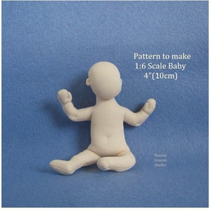 PDF sewing pattern 1:6 scale, 4" baby 10 cm cloth doll, DIY posable infant, soft sculpture, miniature mannequin, English language