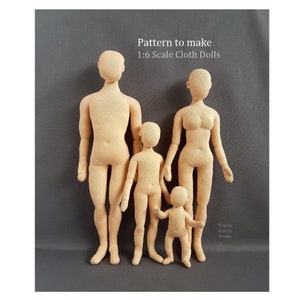 Patrón de costura en PDF para muñecas de tela a escala 1:6, maniquíes en miniatura articulados para hacer uno mismo, esculturas blandas, idioma inglés