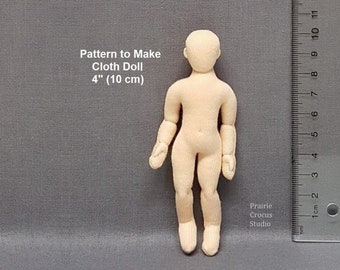 PDF sewing pattern 1:12 scale 4 inch child cloth doll 10 cm, DIY posable miniature mannequin, English language