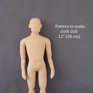 PDF sewing pattern 1:6 scale 12 inch cloth doll man 30 cm, DIY male fashion doll, posable miniature mannequin, English language