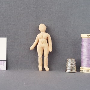 1:24 scale 2 3/4 inch cloth doll 7 cm woman, optional face, tiny posable mannequin, half inch scale miniature, soft sculpture, handmade