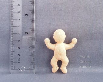 1:12 scale cloth 2.25 inch baby doll (6 cm), optional face, blank miniature mannequin, soft sculpture, handmade