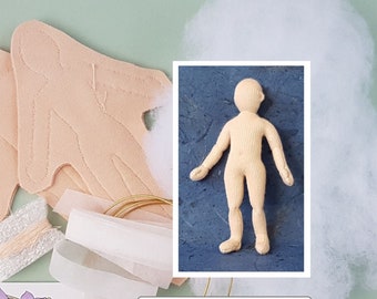 Kit 1:16 scale for 2 cloth dolls pre-sewn bodies, DIY children 3 inch (75 mm) posable miniature mannequins, soft sculpture, handmade