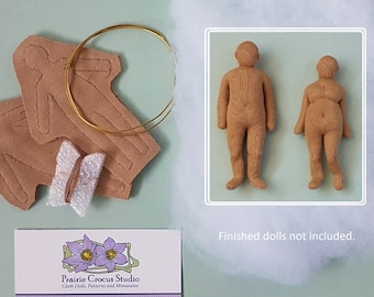 Kit poupées en tissu à l'échelle 1:24, deux corps pré-cousus, petites personnes de taille plus à faire soi-même, figurines articulées, sculpture souple