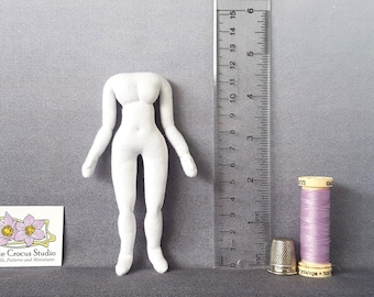 1:12 scale headless body, 4.5 inch female posable miniature mannequin 11.5 cm, soft sculpture, handmade