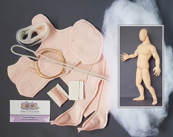 Kit homme musclé à l'échelle 1:4, 46 cm, poupée homme bricolage en tissu, corps pré-cousu, mannequin miniature articulé, fait main