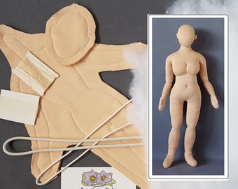 Kit 1:6 scale 11 inch curvy woman cloth doll 28 cm, pre-sewn body, DIY fashion doll, soft sculpture materials, miniature mannequin, handmade