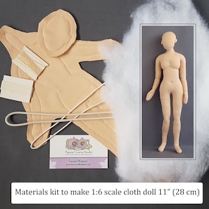 Kit 1:6 scale 11 inch slim woman 28 cm cloth doll, pre-sewn body, DIY fashion doll, soft sculpture materials, miniature mannequin, handmade