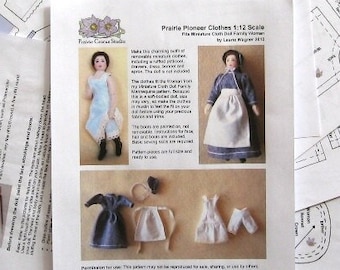 PDF Sewing Pattern 1:12 Scale Doll Clothes, DIY Prairie Pioneer