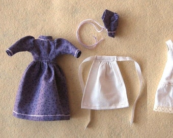PDF pattern 1:12 scale doll clothes, fits 5.5" woman 14 cm, DIY prairie dress, frontier costume, inch scale miniature