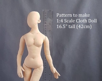 PDF sewing pattern 1:4 scale 16.5 inch woman fairy elf 42 cm cloth doll, DIY posable miniature mannequin, English language