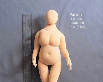 PDF pattern 1:4 scale 16.5 inch plus size fashion doll 42 cm, DIY woman cloth doll, posable miniature mannequin, English language