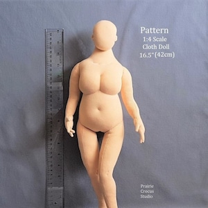 PDF Schnittmuster 1:4 16,5 inch plus size Modepuppe 42 cm, DIY Frau Stoffpuppe, posierbare Miniatur Schaufensterpuppe, englische Sprache