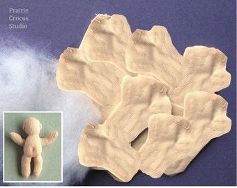 Kit 1:24 scale set of 8 tiny baby dolls 1.25" (3 cm) pre-sewn bodies, DIY miniature soft sculpture, handmade