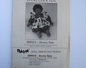 Doll clothes pattern for 22”, Drowsy Baby dress and bloomers Poissot DPP274 . Modern baby sewing pattern destash.