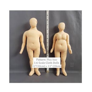 PDF sewing pattern 1:6 scale cloth dolls, DIY plus size man 12, woman 11, plump fashion dolls, miniature mannequins, English language image 3