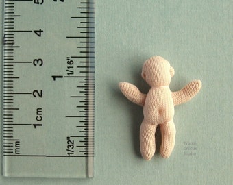 1:24 scale cloth baby doll 1.25", tiny dollhouse infant 3 cm, blank half inch scale, miniature mannequin,  soft sculpture, handmade