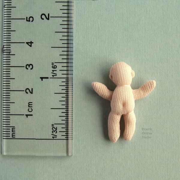 1:24 scale cloth baby doll 1 1/4 inch tiny dollhouse infant 3 cm, optional face, miniature mannequin,  soft sculpture, handmade