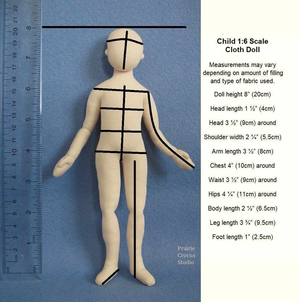 PDF pattern 1:6 scale 8 cloth doll 20 cm child DIY - Etsy España