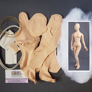 Kit 1:4 scale 16.5 inch woman cloth doll 42 cm, DIY slim fashion doll, pre-sewn body, soft sculpture miniature mannequin, handmade