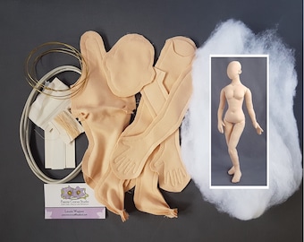 Kit poupée femme en tissu à l'échelle 1:4 42 cm, poupée mannequin mince bricolage, parties du corps pré-cousues, mannequin miniature sculpture souple, fait main