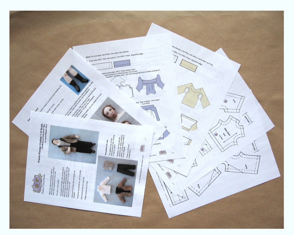PDF Sewing Pattern 1:12 Scale Doll Clothes DIY Prairie - Etsy