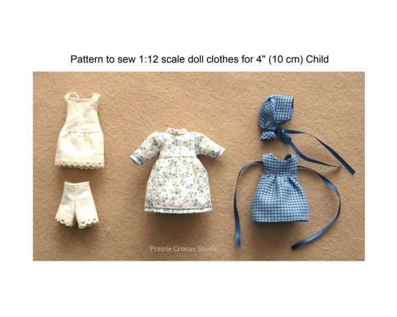 PDF Sewing Pattern 1:12 Scale Doll Clothes, Doll Not Included, DIY  Miniature Prairie Pioneer Girl Costume, English Language 