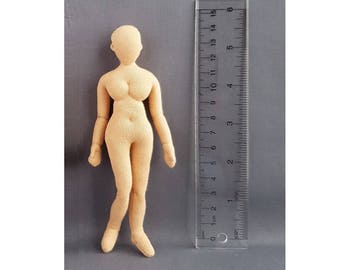 Poupée en tissu femme 5,5 pouces à l'échelle 1:12, 14 cm, mannequin miniature articulé, visage en option, sculpture souple, fait main
